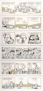Davis, Jim | Jim Davis Garfield Consecutive Daily Comic Strip Original Art Group of 6 (United Feature Syndicate, 1992).... (Total: 6 Original Art) | Heritage