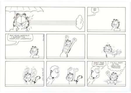 Jim Davis Garfield Sunday Comic Strip Original Art dated 3-27-11 (PAWS, 2011). | Heritage