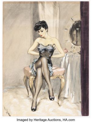 David Wright The Sketch "Just Dandy" Glamour Girl Pin-Up Painting Illustration Original Art (1945). | Heritage
