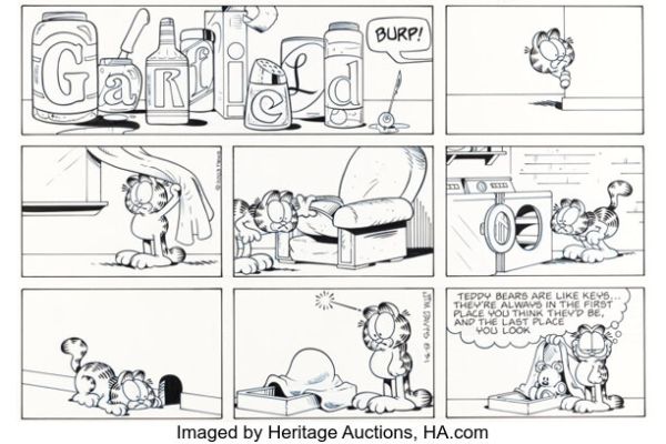 Jim Davis Garfield Sunday Comic Strip Original Art dated 8-31-03 (PAWS, 2003). | Heritage