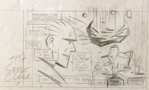 Serge Clerc - Phil Perfect - "Les limaces rouges" - Croquis préparatoire recto / verso signé - Loose page (1997) | Catawiki