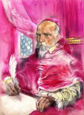 Mario Tempesti | Illustrazione per I Promessi Sposi: Il Cardinale Federigo Borromeo | Tavole Originali