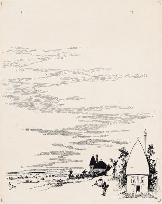 Lot 20 - William Wallace Denslow, (1856-1915), 1st edition, Wizard of Oz. "Once in a while she would pass a house..." 1899. | Swann Galleries