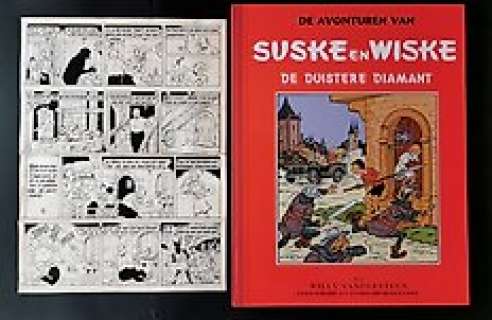 Suske en Wiske - De duistere diamant + originele pagina (p.35) - Hardcover - (1958/1998)