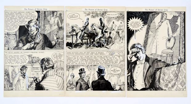 Lot 77 - ’The Picture of Dorian Gray’ - 3 original artworks (1956) by Robert Forrest from Thriller Comics | Comic Book Auctions ltd