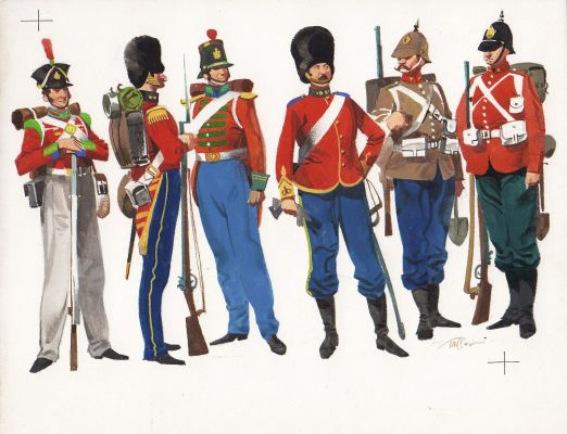 Ferdinando Tacconi | Uniformi Esercito inglese: Fanteria 1830-1890 | Tavole Originali