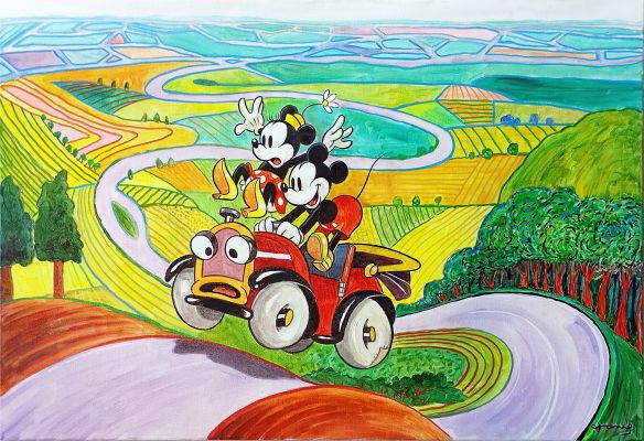 Mickey & Minnie Mouse – Inspired by David Hockney’s Garrowby Hill | Corner4art