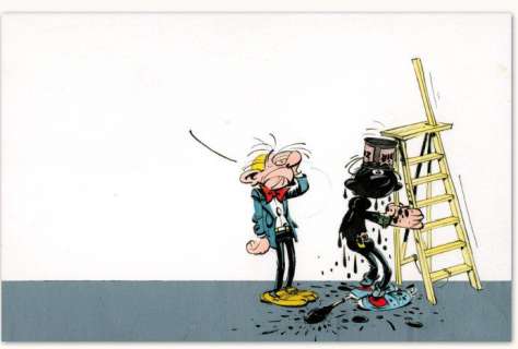 André Franquin | GASTON LAGAFFE Encre de Chine et gouache pour la denière | Millon