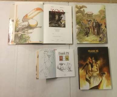 Frank Pé | Frank Pé - Zoo II + Zoo III + Cartes d’Afrique + Monographie + 2x Dédicace - 4xTT - Cartonné - EO | Catawiki