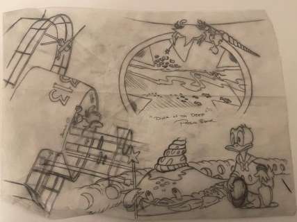Patrick Block | Original pencil artwork by American Disney artist Patrick Block. - Duck of the Deep - Page volante - Exemplaire unique - (2016) | Catawiki