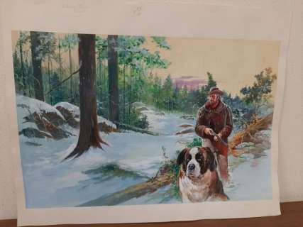 Josè Miralles Farran | J. M. Farran - illustrazione originale "Richiamo della foresta" - Page volante - Exemplaire unique - (1980) | Catawiki