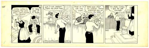 Frank King | King – Gasoline Alley Original Daily Strip Art 5/14/1955 NO RESERVE! | Russ Cochran