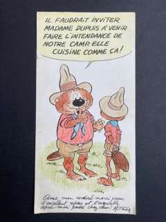 Mitacq (Michel Tacq) | "La patrouille des Castors" - Dessin original - Carte avec mot de remerciement Ã  Dupuis + dédicace manuscrite - Page volante - (1979) | Catawiki