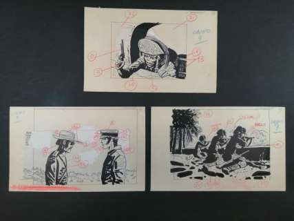 Studio Pratt | Hugo Pratt - Corto Maltese e I Cangaceiros - 3x esecutivi - Page volante | Catawiki