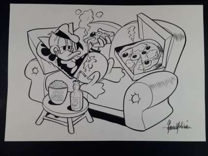 Lara Molinari | Lara Molinari - Il Lockdown di Paperino - Illustrazione Originale Firmata - Page volante - (2020) | Catawiki