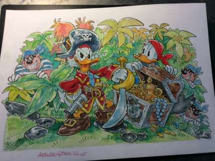 Alessandro Gottardo | Donald Duck - â€œBassotti pirati, Paperone corsaroâ€ - Page volante - Exemplaire unique - (2020/2020) | Catawiki