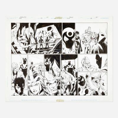 Lot 130 - Mark Bagley and Rob Hunter, Justice League of America #50 Story Pages 34 and 35 Original Art (DC Comics, 2010) | Landry Pop Auctions