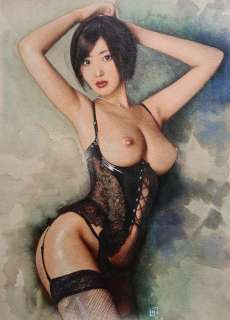 Le Hénanff, Fabrice | Le Hénanff, Fabrice - Dessin original en couleur - Pin-up - Format: 21 x 29,7 cm. | Catawiki