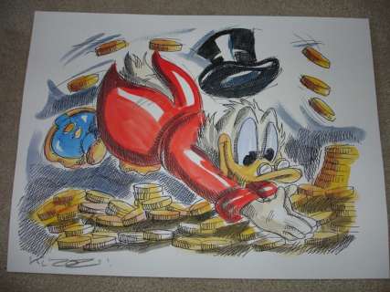 Stefan Klausewitz | Original artwork by German artist Stefan Klausewitz - Scrooge McDuck "GOLD BATH" - (2021) | Catawiki