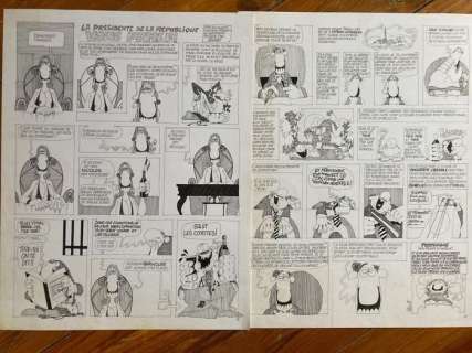 Binet, Christian | Binet, Christian - 2x Planche originale - La Présidente de la République vous parle ! - (1975) | Catawiki