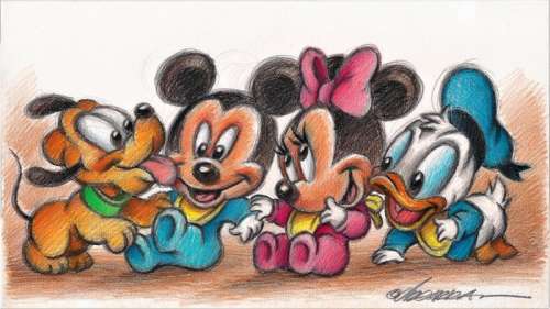 Joan Vizcarra | Disney Baby Family! - Original Drawing - Joan Vizcarra - 50 x 28 cm | Catawiki