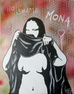 Tushikuni (T. Serre) | Erotic painting - Uninhibited Mona Lisa - Acrylique sur toile - Format: 40 x 50 cm. - (2021) | Catawiki