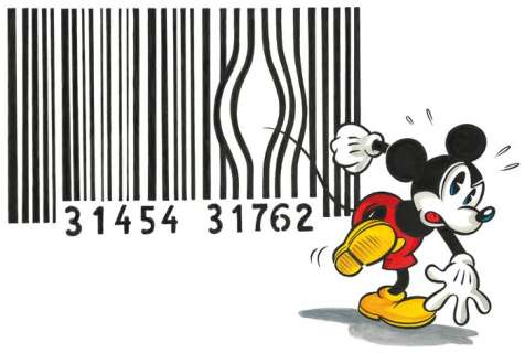 Tony Fernandez, Disney Artist | Mickey Mouse inspired by Banksy’s "Barcode Leopard Tiger" Artwork - Original Painting - 65 x 50 cm - Tony Fernandez - Acrylic Art | Catawiki