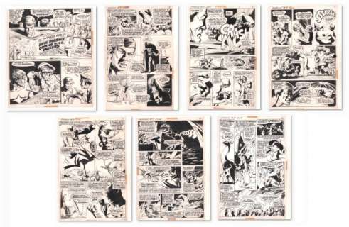 Sal Amendola - phoenix #3 pgs. 2, 3, 4, 5, 7, 9, & 10 - seven page lot - ‘the day of the devil‘ - 1975