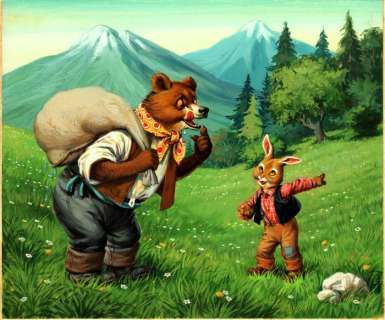 Severino Livraghi | Severino Livraghi - Originele gouache - Br’er Rabbit (Broer Konijn) - (1970) | Catawiki