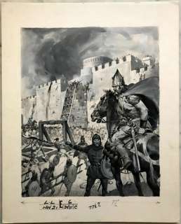 Keay, Jack (1907 - 1999) | Jack Keay - Aquarel op board - Originele gouache - ’The Tartar Siege of Kaffa, 1347 - (1970) | Catawiki
