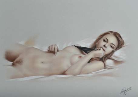 Denis Prenzel | Denis Prenzel - Original drawing - Pin-up - Sandy - Size: 29,7 x 42 cm. - (2021) | Catawiki