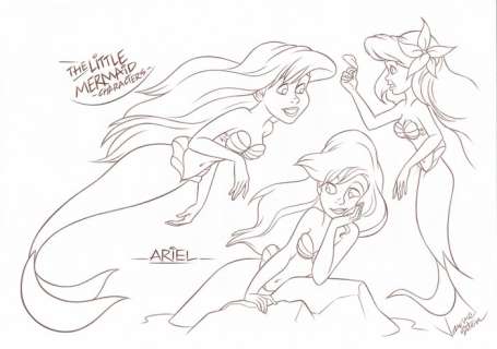 Jaume Esteve, Disney Artist | Little Mermaid Characters : Ariel - Original Drawing - Signed by Jaume Esteve - Pencil Art | Catawiki