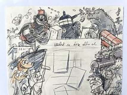 Luc Cromheecke - Cromheecke - Originele ontwerpschets voor backcover Tom Carbon 4 - Kunst en Vliegwerk - (1994)