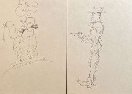Tardi | Jerry Spring, Tintin - 2 dessins originaux - Tournesol et Jerry Spring | Catawiki