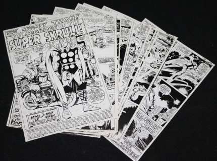 Jack Kirby, Vince Colletta, Vintage Stats And Production Art - Thor #142 vintage production stats - thor in ‘the scourge of the super-skrull! ‘ complete 16 page story - 1967