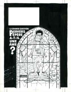 Pervers Pépère Encre de Chine pour la couverture du mensuel Fluide glacial