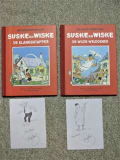 Willy Vandersteen | Suske en Wiske 45 + 46 - De Klankentapper + De Wilde Weldoener - Rode Klassiek Reeks - 2x fraaie pentekening Paul Geerts - Cartonné - Réédition - (1998) | Catawiki