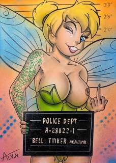 Alvin Silvrants | Naughty Tinkerbell F The Police - Original drawing in colour by Alvin Silvrants | Catawiki