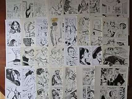 Danilo Grossi, Del Mestre e.a. - Fumetti Erotique - 30x Planche originale - Format (30x): 17 x 25 cm.