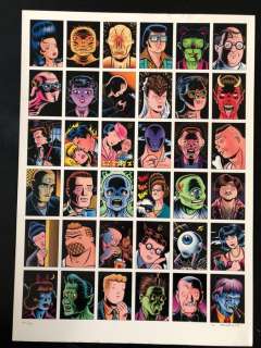 Charles Burns | Charles Burns - Signed and numbered Trading Cards Uncut Sheet | Catawiki