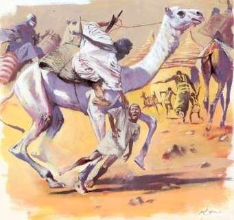 Follet, René - Atiman, L’esclave Du Niger | Follet, René - Atiman, l’esclave du Niger - Illustration originale - Une bande de Touareg fonce sur un village - (1963) | Catawiki