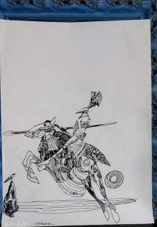 Sergio Toppi | Sergio Toppi - Illustrazione originale - Il Cavaliere - anni 80/90 - Page volante | Catawiki