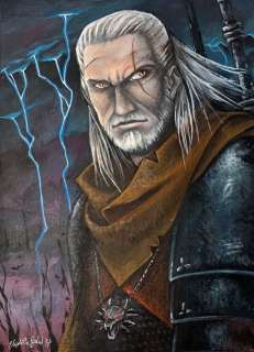 Elisabetta Giulivi | Elisabetta Giulivi Illustrazione originale - "Tributo a The Witcher" - Mista su cartonlegno - 50x36cm - (2017) | Catawiki