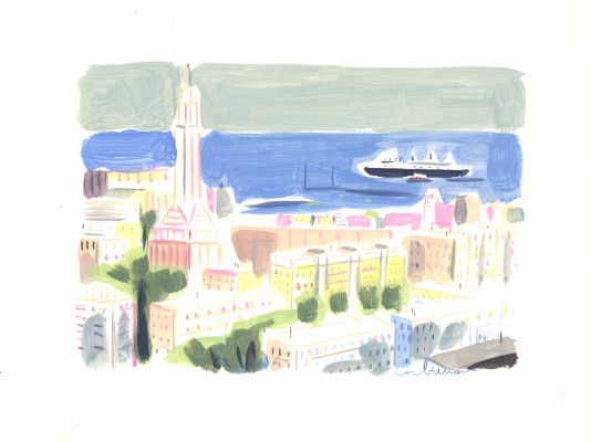 Dominique Corbasson | Le Havre - Acrylique sur papier | Huberty Breyne Gallery