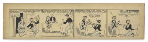 Chic Young Hand-Drawn ’’Blondie’’ Comic Strip From 1932 Titled ’’A Boy in Love’’ -- Dagwood Proposes to Blondie Before Getting Distracted by a Sandwich | Nate Sanders