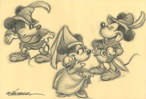Joan Vizcarra | Mickey & Minnie as Robin Hood & Maid Marian - Pencil Art | Catawiki