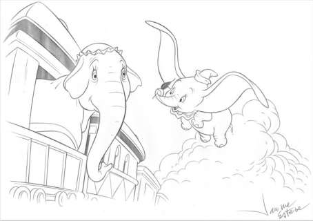 Jaume Esteve | Dumbo & Mrs. Jumbo - Signed Pencil Art | Catawiki