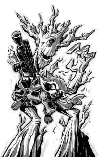 Roger Andrews - Rocket And Groot Page Pin-Up