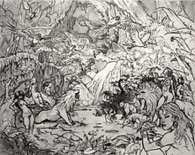 Moulin, Régis - Moulun, Régis - Grote originele potloodtekening - ‘Jungle Fever‘ - (2014)