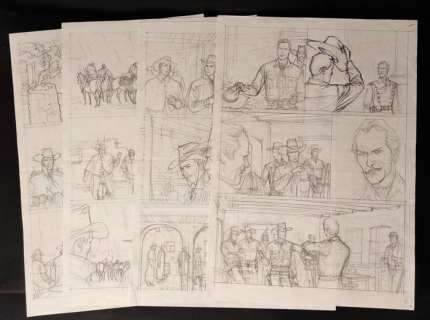 Dante Spada | Tex # 563 - Dante Spada - 4x disegni/studi preparatori per le tavole di "Spedizione in Messico" - Page volante - Exemplaire unique - (2007) | Catawiki